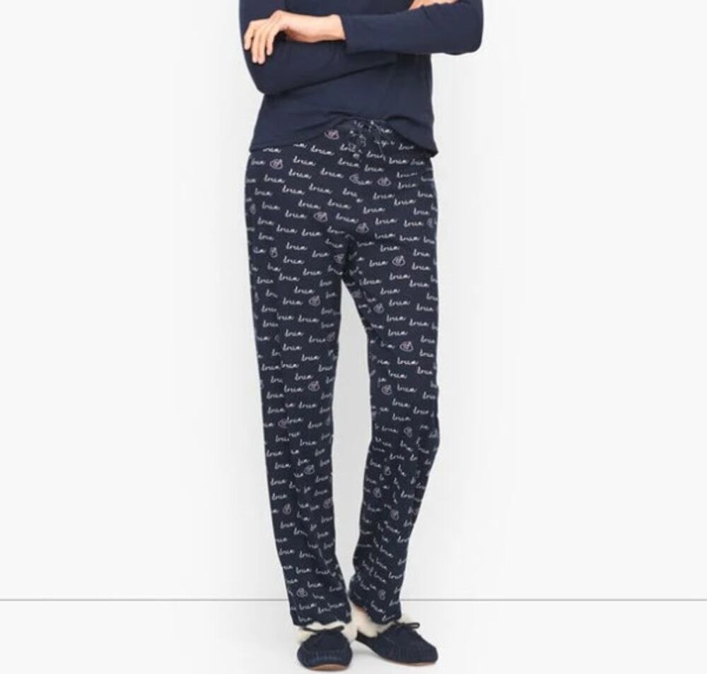 Talbots Picot Womens Small Sleep Pants Pajama Pants Navy Blue Pull On Dream